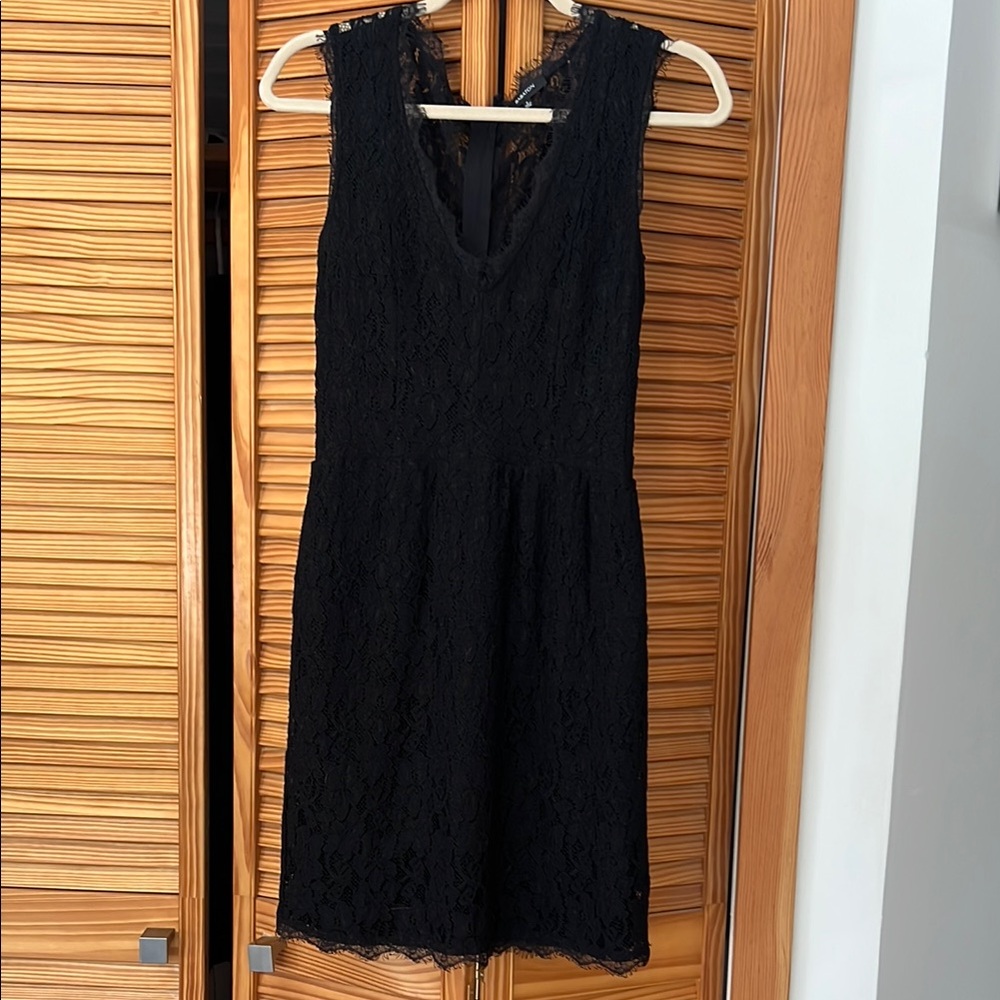 Babaton Black Lace Midi Dress Sweetheart Neckline